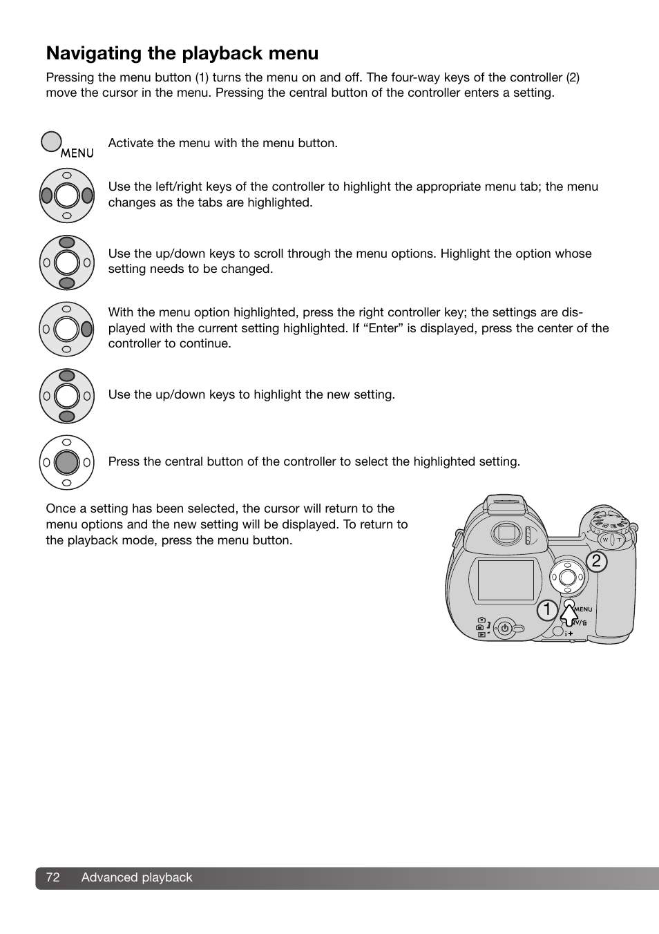 Navigating the playback menu | Konica Minolta DiMAGE Z3 User Manual | Page 72 / 124