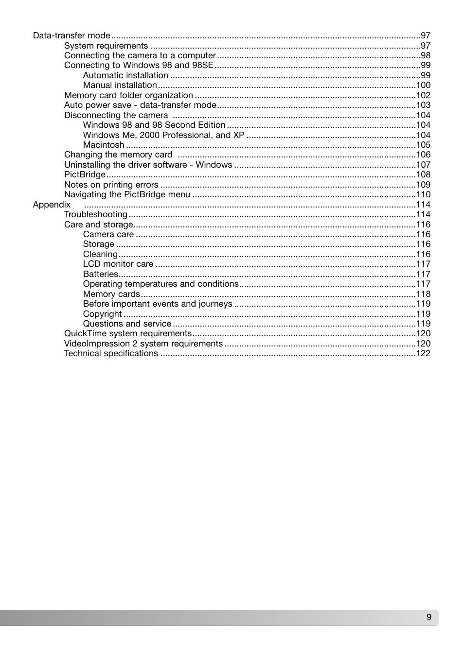 Konica Minolta DiMAGE Z3 User Manual | Page 9 / 124