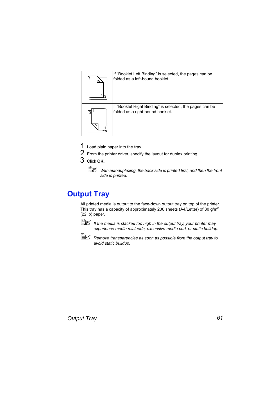 Output tray, Output tray 61 | Konica Minolta Magicolor 2430DL User Manual | Page 69 / 144