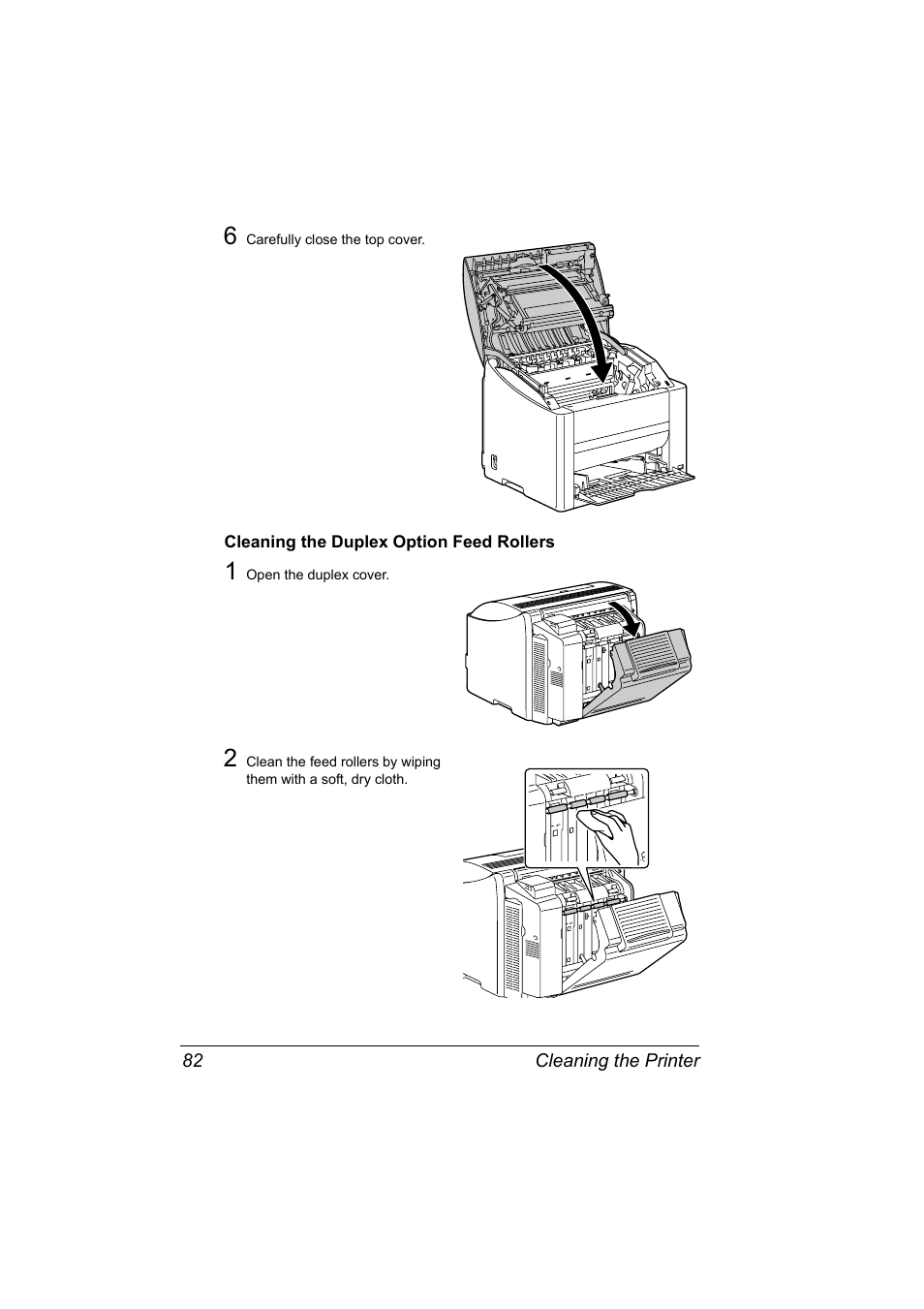 Cleaning the duplex option feed rollers, Cleaning the duplex option feed rollers 82 | Konica Minolta Magicolor 2430DL User Manual | Page 90 / 144