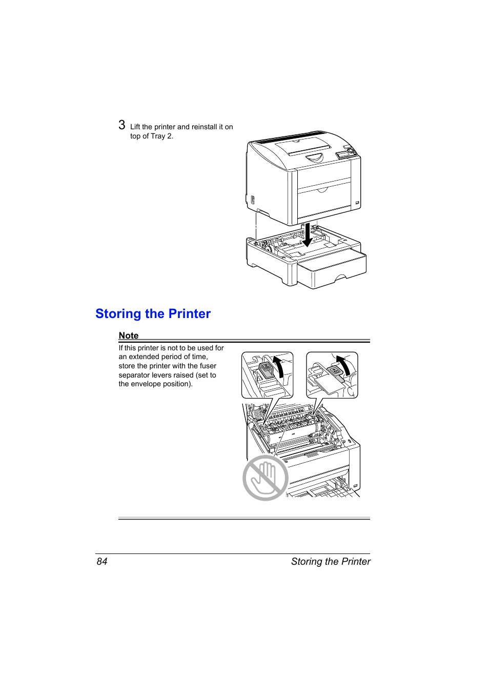 Storing the printer, Storing the printer 84 | Konica Minolta Magicolor 2430DL User Manual | Page 92 / 144