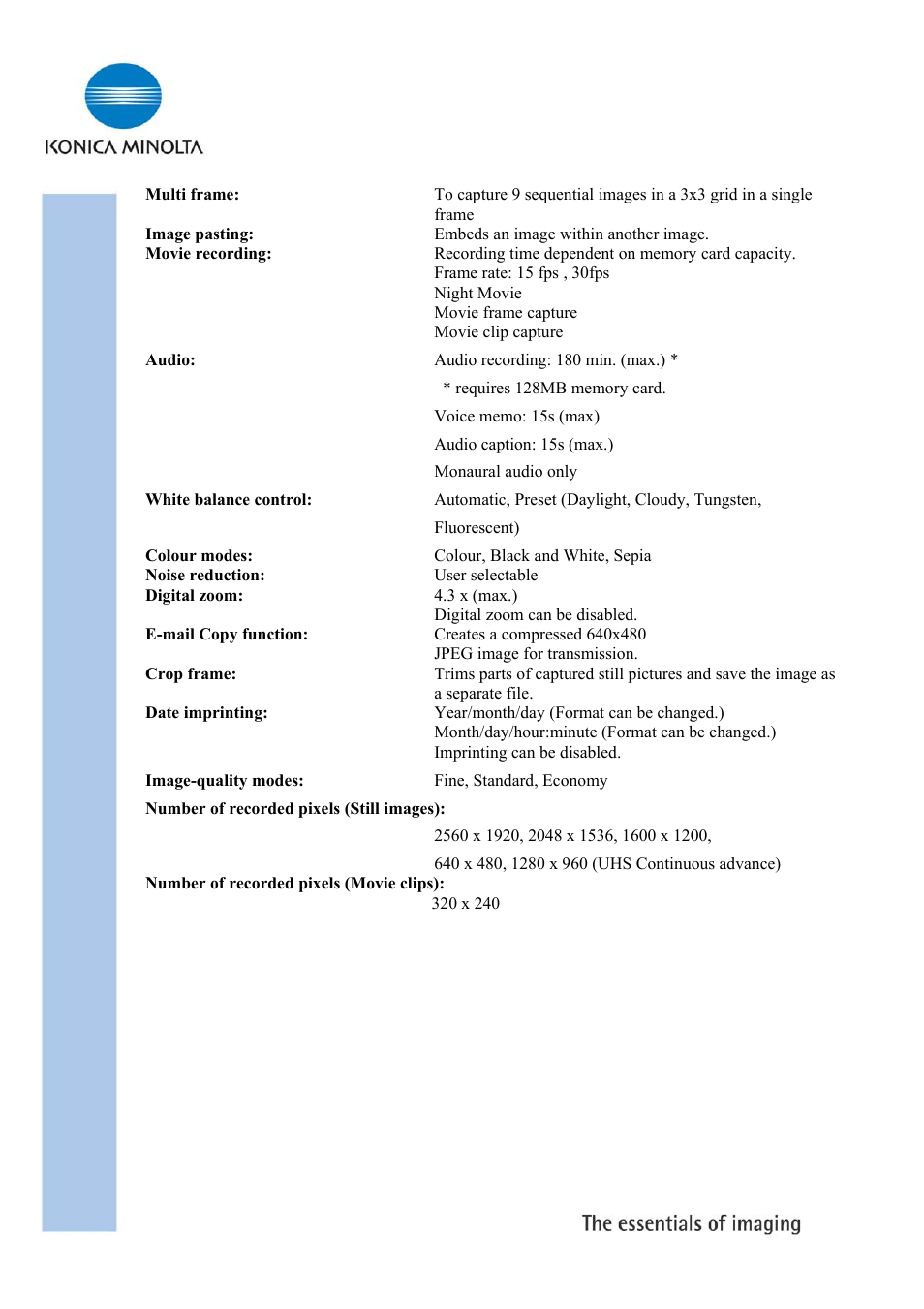 Konica Minolta DiMAGE X50 User Manual | Page 2 / 5