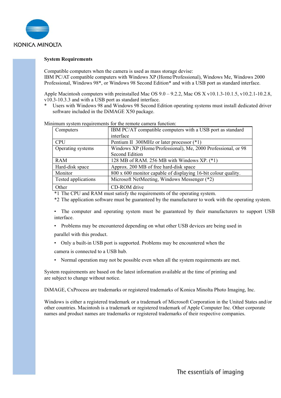 Konica Minolta DiMAGE X50 User Manual | Page 5 / 5