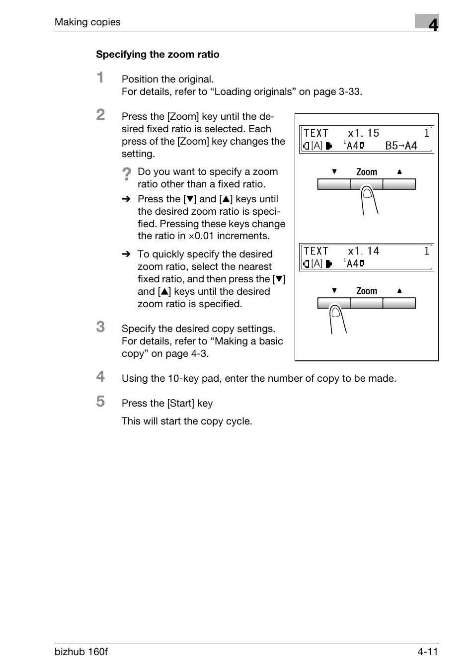 Specifying the zoom ratio, Specifying the zoom ratio -11 | Konica Minolta bizhub 160f User Manual | Page 109 / 302