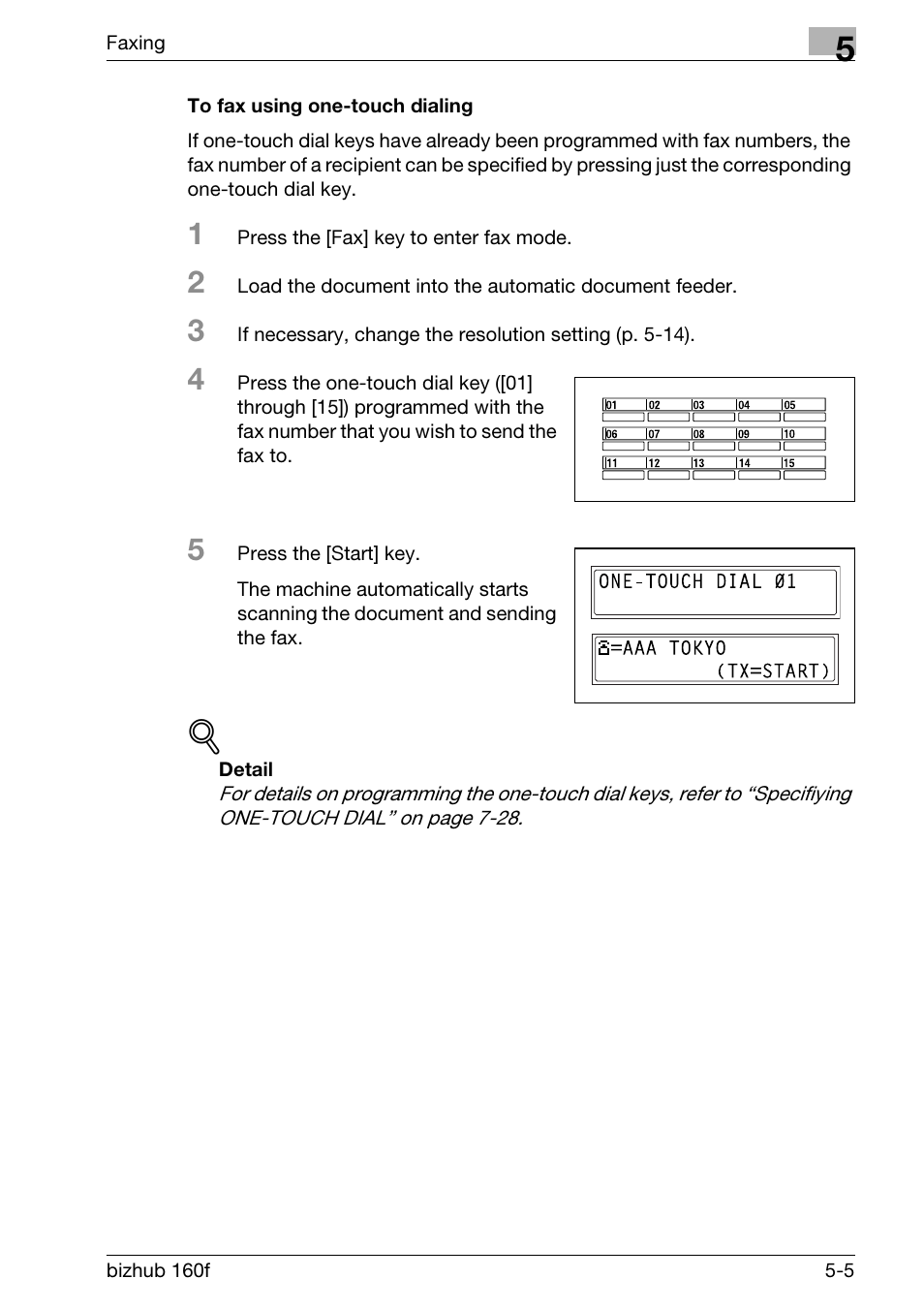 To fax using one-touch dialing, To fax using one-touch dialing -5 | Konica Minolta bizhub 160f User Manual | Page 119 / 302