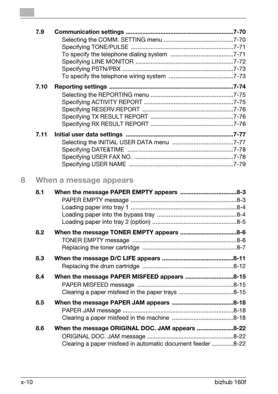 8when a message appears | Konica Minolta bizhub 160f User Manual | Page 12 / 302