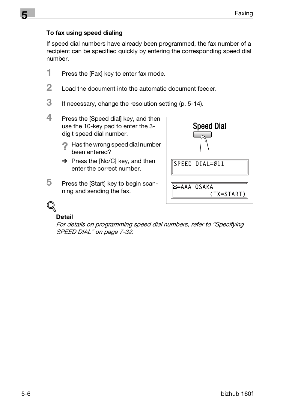 To fax using speed dialing, To fax using speed dialing -6 | Konica Minolta bizhub 160f User Manual | Page 120 / 302