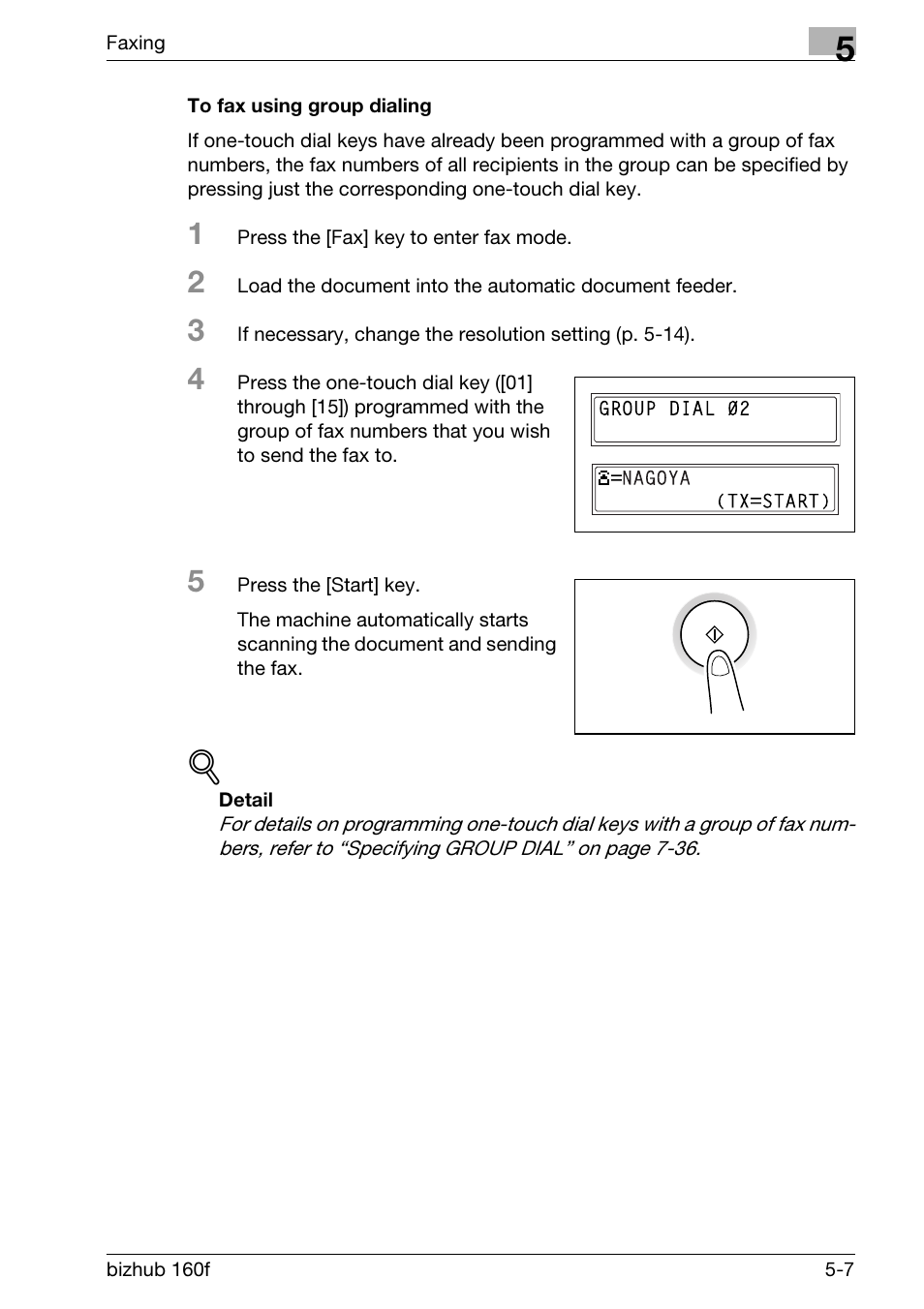 To fax using group dialing, To fax using group dialing -7 | Konica Minolta bizhub 160f User Manual | Page 121 / 302