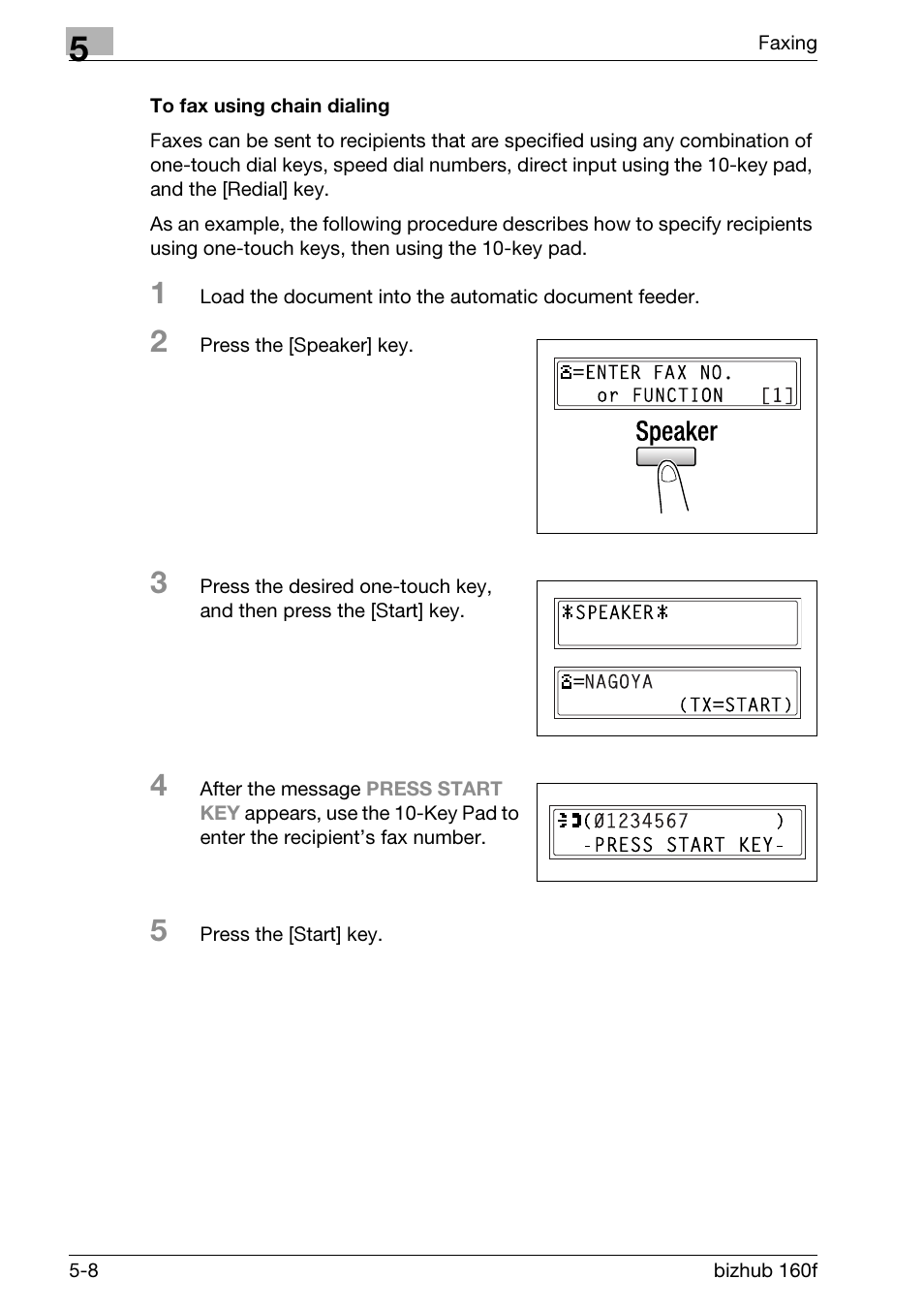 To fax using chain dialing, To fax using chain dialing -8 | Konica Minolta bizhub 160f User Manual | Page 122 / 302