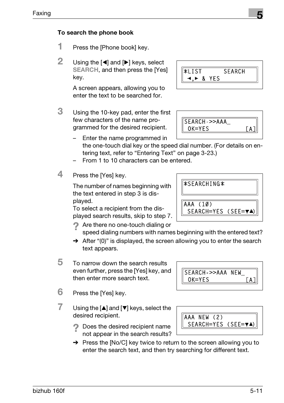 To search the phone book, To search the phone book -11 | Konica Minolta bizhub 160f User Manual | Page 125 / 302