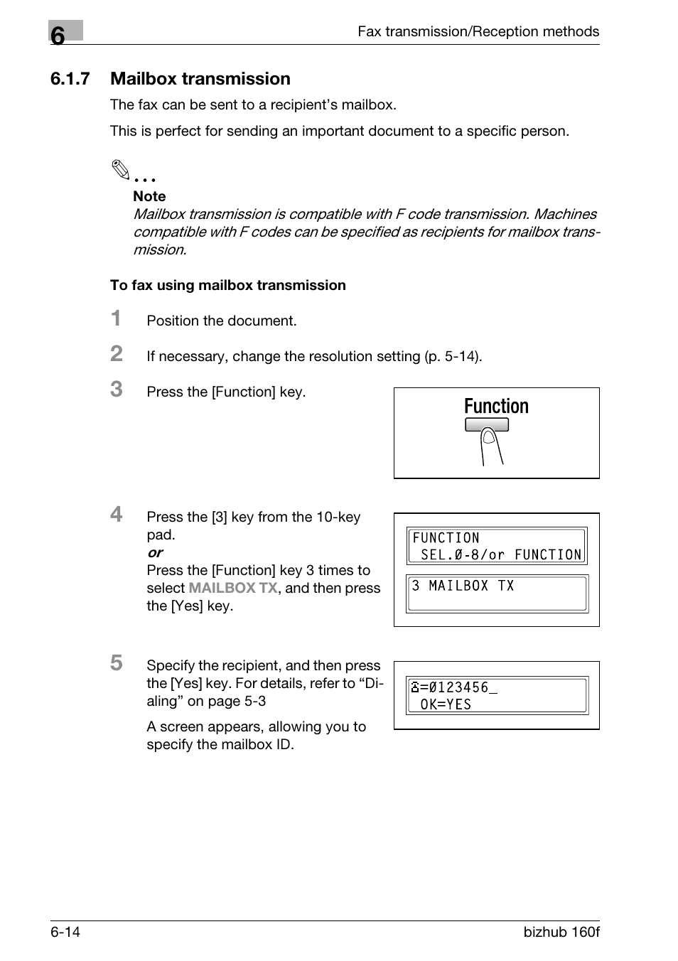 7 mailbox transmission, To fax using mailbox transmission | Konica Minolta bizhub 160f User Manual | Page 148 / 302