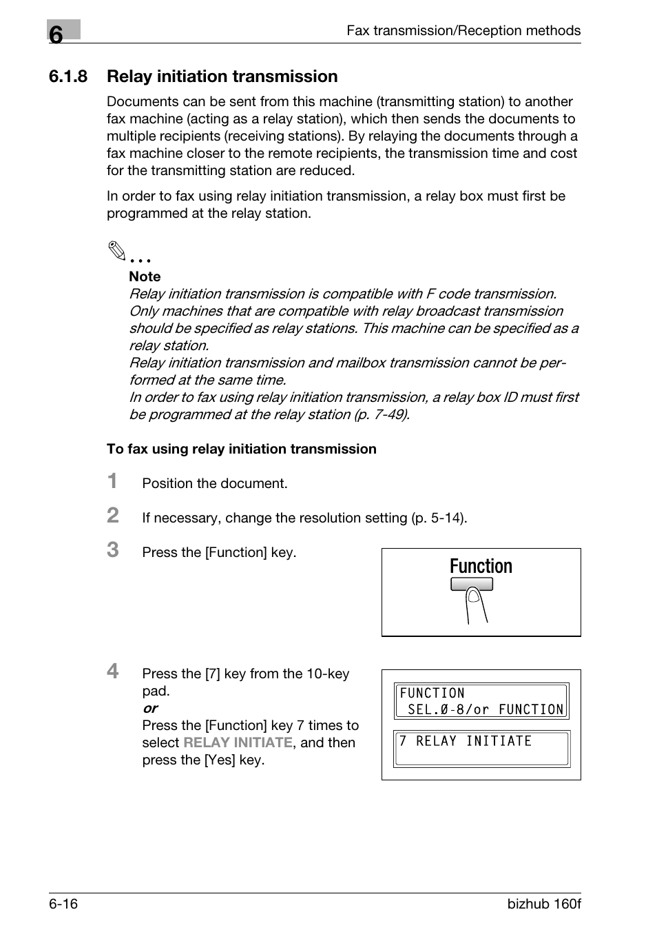 8 relay initiation transmission, To fax using relay initiation transmission | Konica Minolta bizhub 160f User Manual | Page 150 / 302