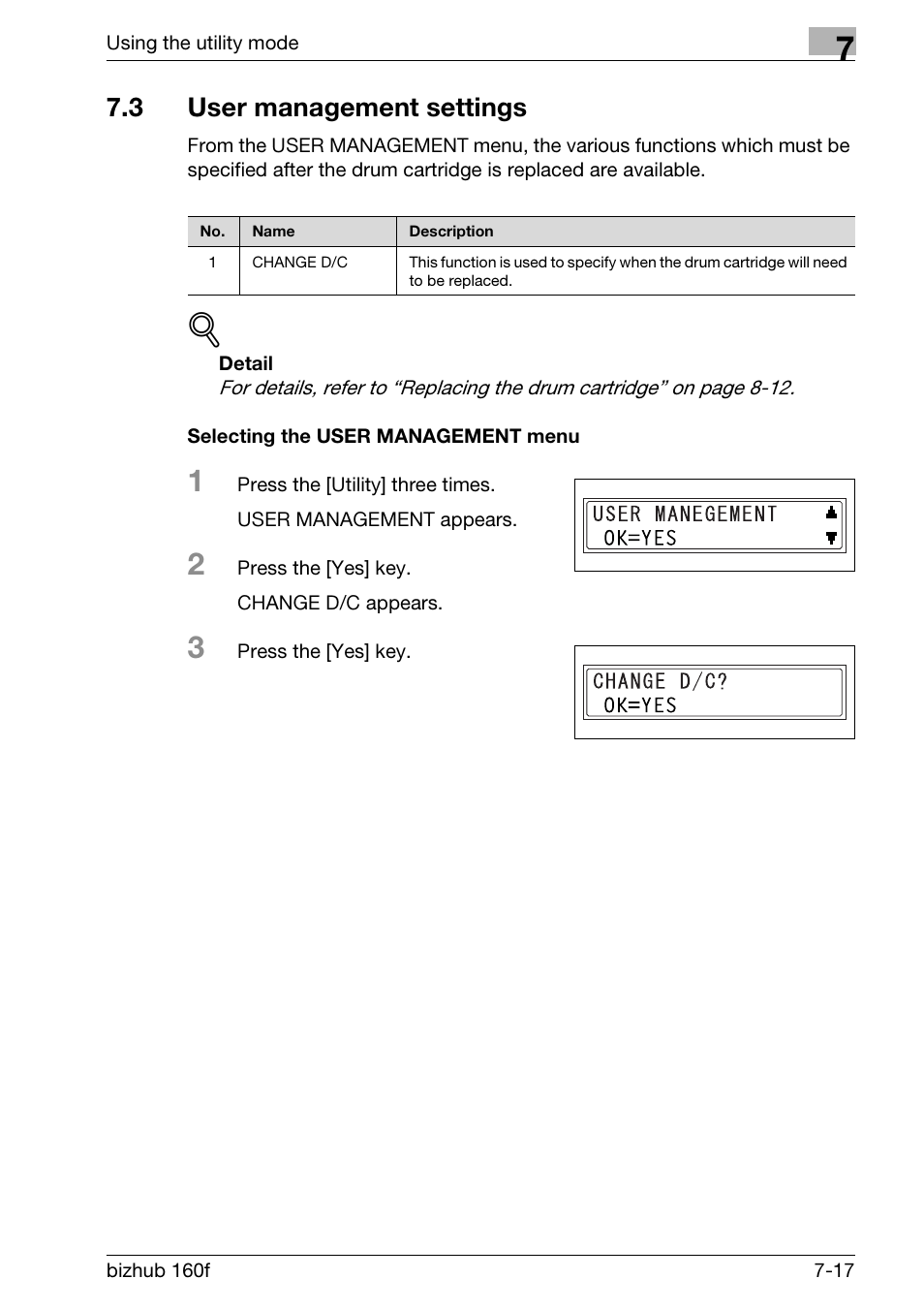 3 user management settings, Selecting the user management menu, User management settings -17 | Selecting the user management menu -17 | Konica Minolta bizhub 160f User Manual | Page 181 / 302