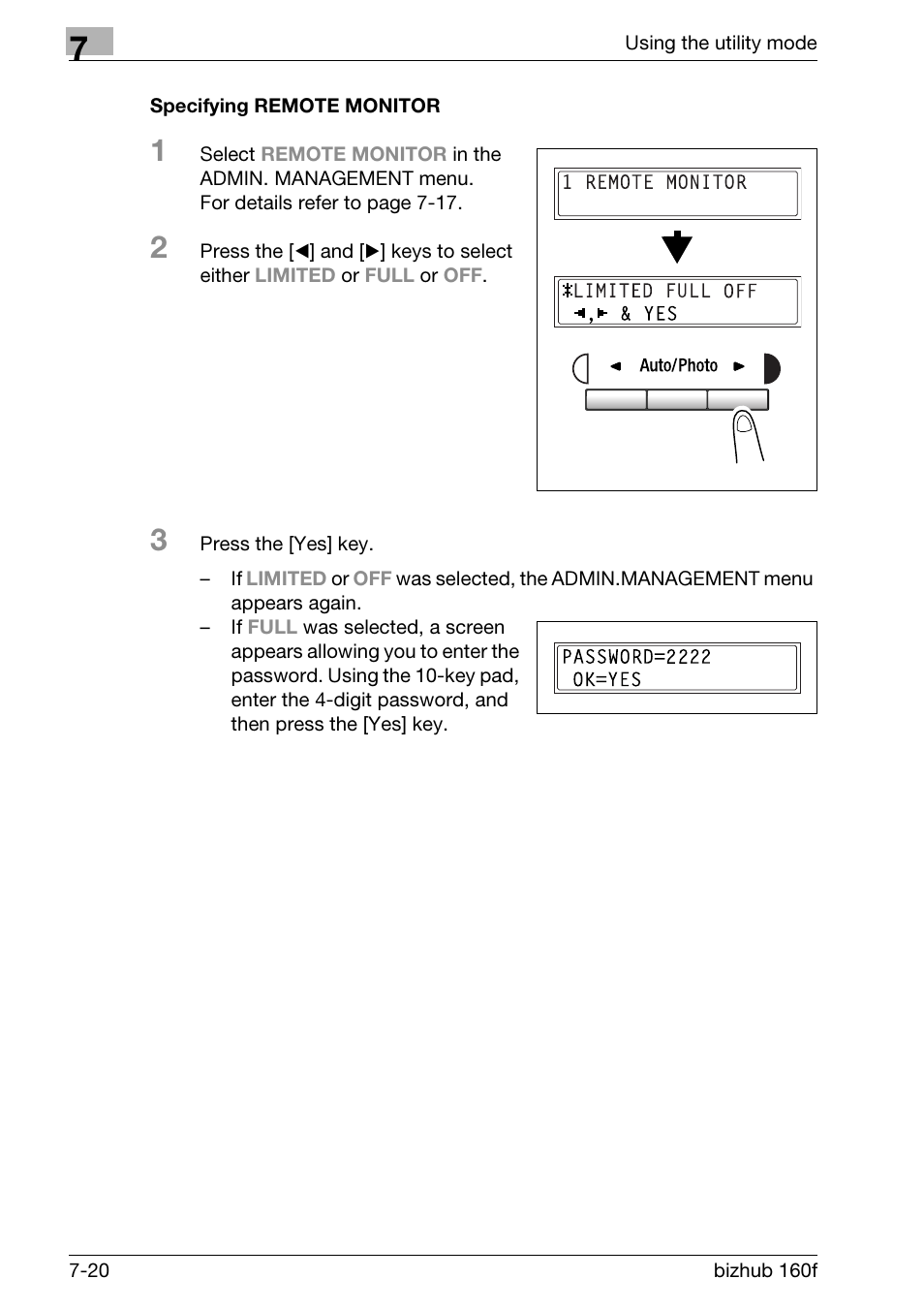 Specifying remote monitor, Specifying remote monitor -20 | Konica Minolta bizhub 160f User Manual | Page 184 / 302