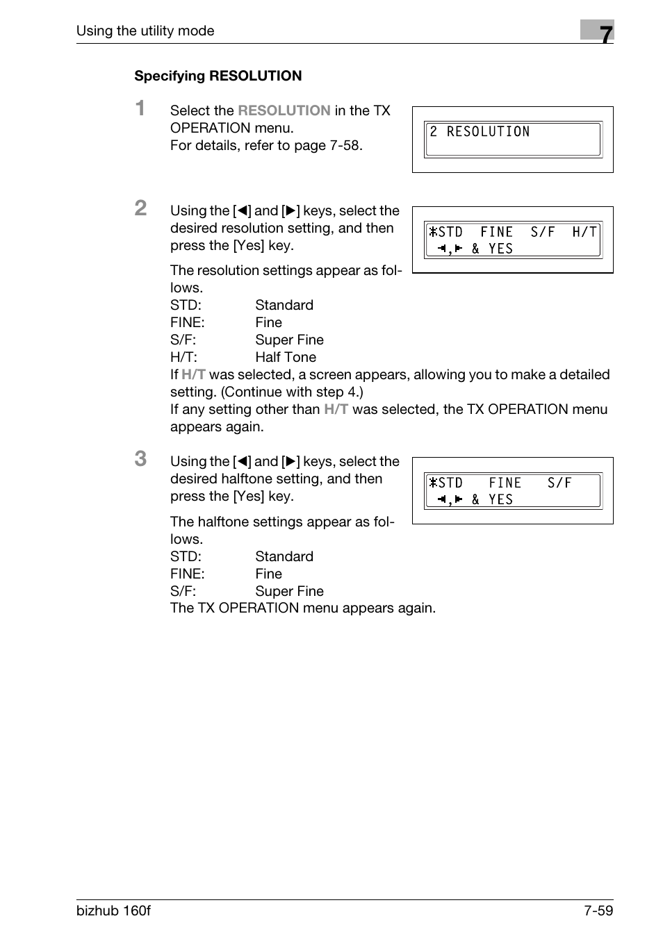 Specifying resolution, Specifying resolution -59 | Konica Minolta bizhub 160f User Manual | Page 223 / 302