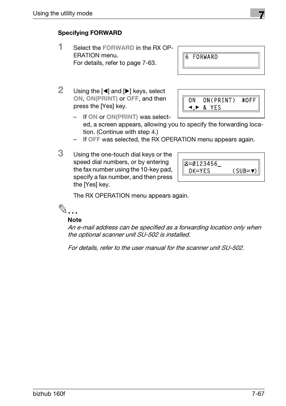 Specifying forward, Specifying forward -67 | Konica Minolta bizhub 160f User Manual | Page 231 / 302