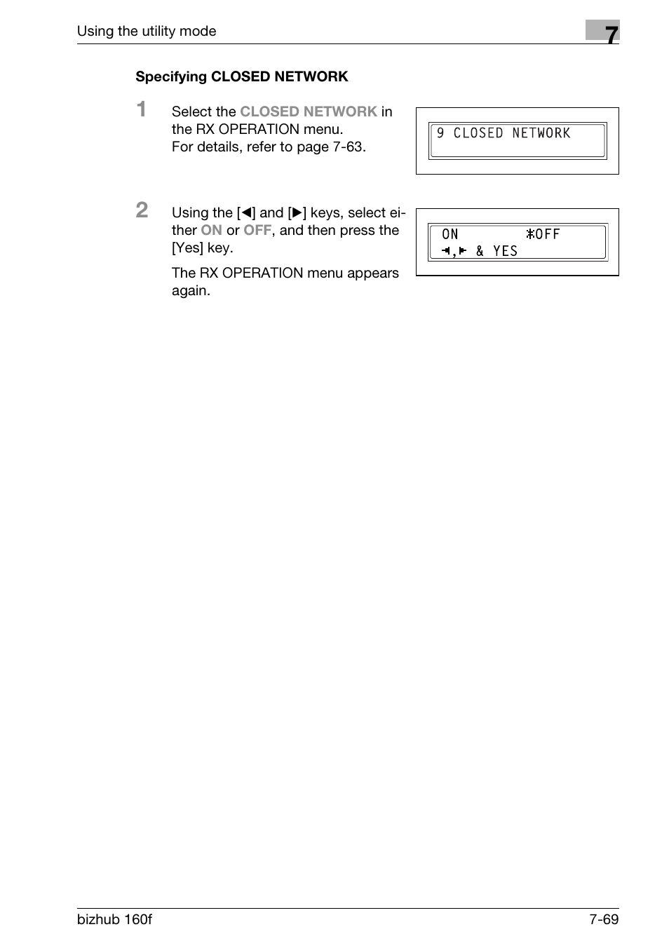 Specifying closed network, Specifying closed network -69 | Konica Minolta bizhub 160f User Manual | Page 233 / 302