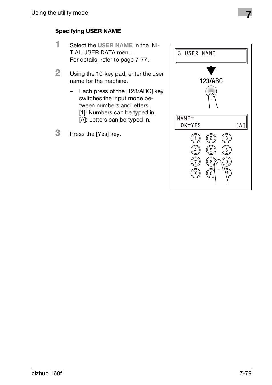 Specifying user name, Specifying user name -79 | Konica Minolta bizhub 160f User Manual | Page 243 / 302