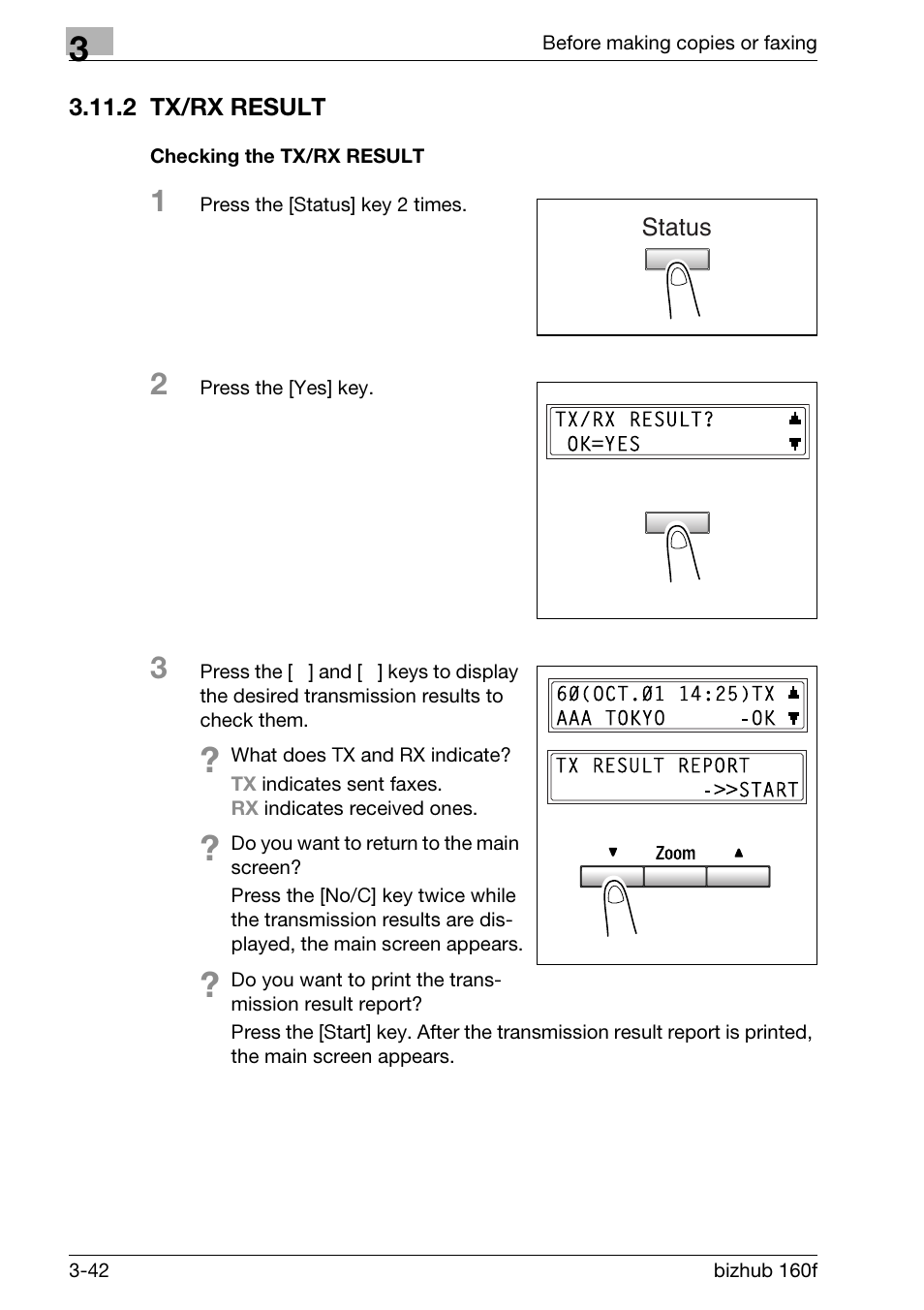 2 tx/rx result, Checking the tx/rx result, Tx/rx result -42 checking the tx/rx result -42 | Konica Minolta bizhub 160f User Manual | Page 92 / 302