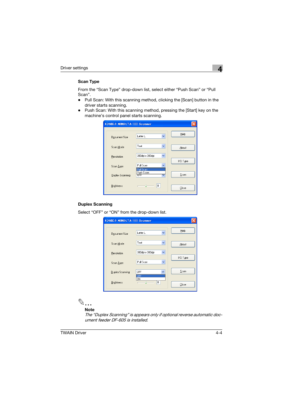 Scan type, Duplex scanning, Scan type -4 duplex scanning -4 | Konica Minolta TWIN Driver User Manual | Page 39 / 50