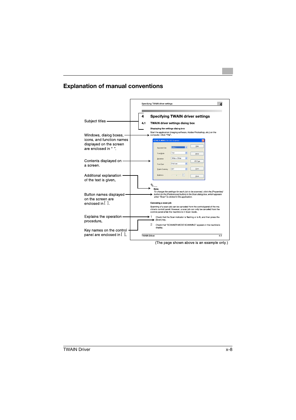 Explanation of manual conventions | Konica Minolta TWIN Driver User Manual | Page 9 / 50