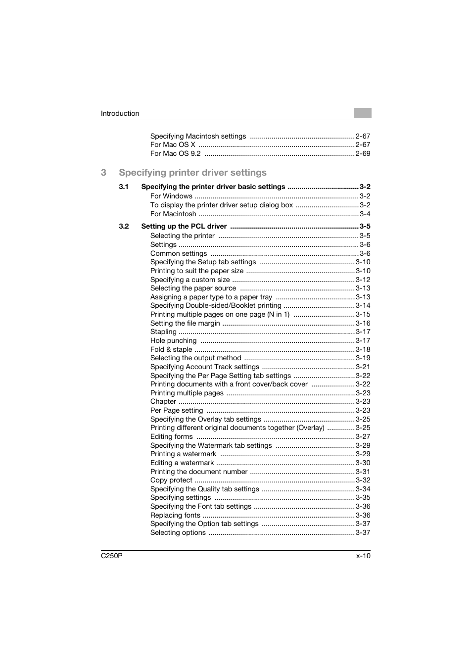 3specifying printer driver settings | Konica Minolta C250P User Manual | Page 11 / 498