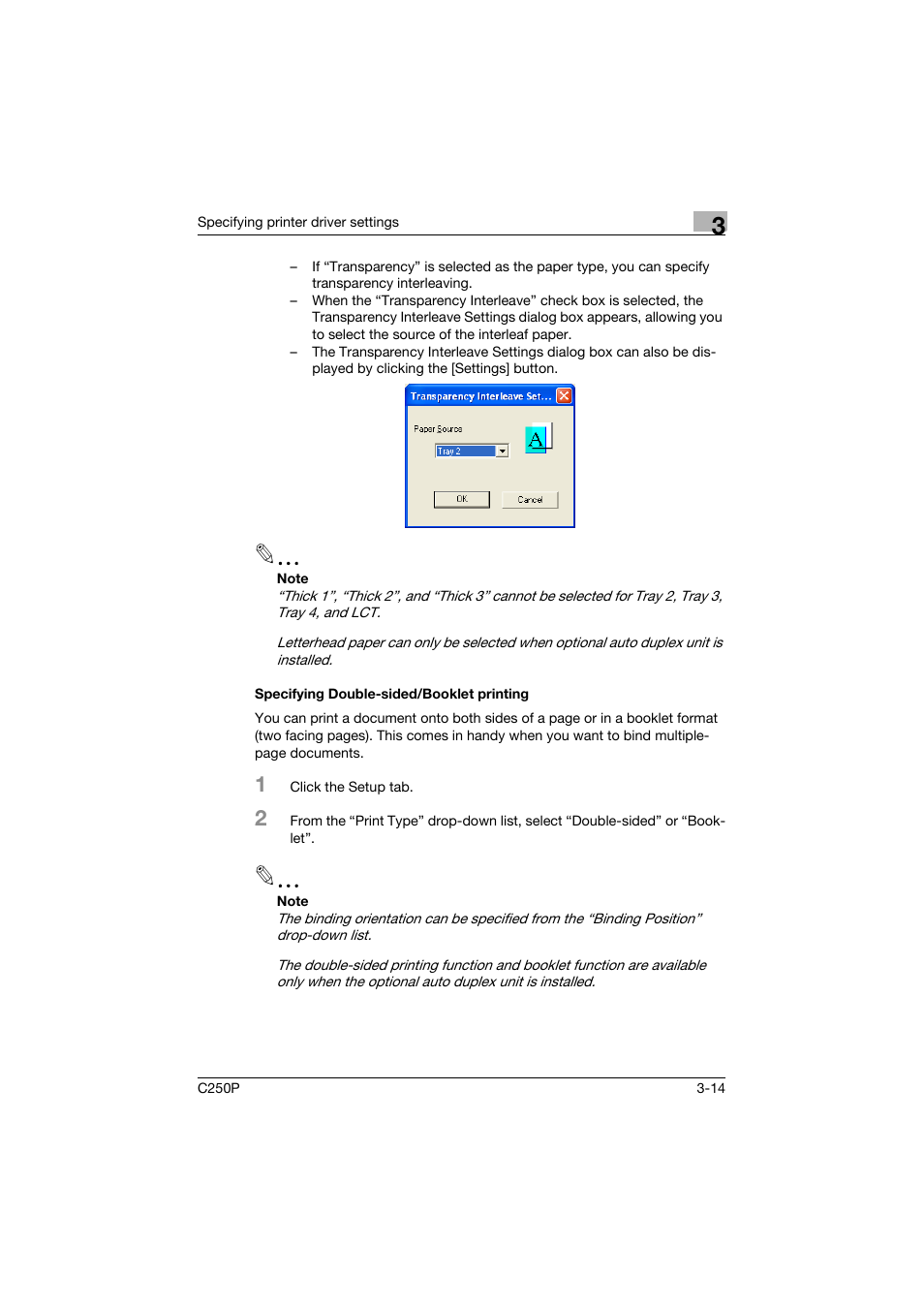 Specifying double-sided/booklet printing, Specifying double-sided/booklet printing -14 | Konica Minolta C250P User Manual | Page 147 / 498