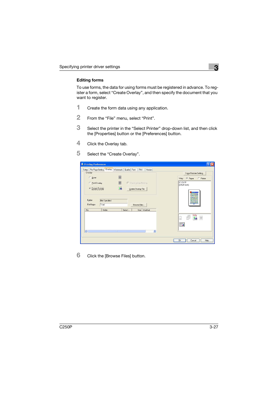 Editing forms, Editing forms -27 | Konica Minolta C250P User Manual | Page 160 / 498