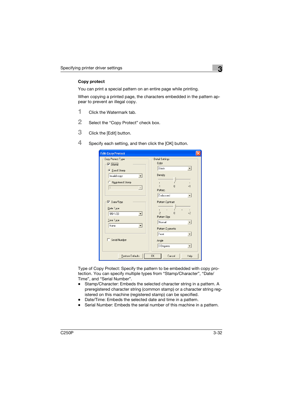 Copy protect, Copy protect -32 | Konica Minolta C250P User Manual | Page 165 / 498