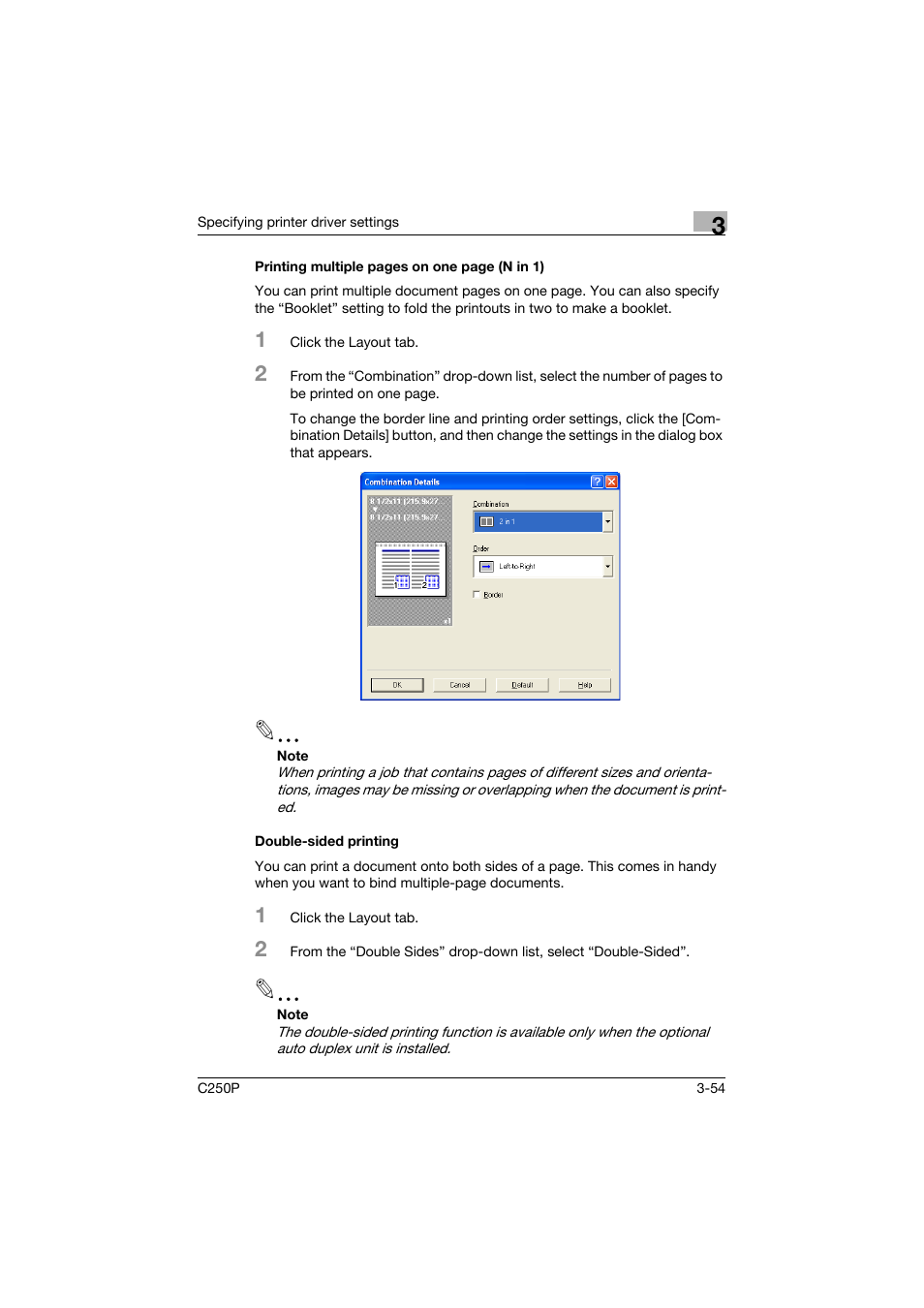 Double-sided printing | Konica Minolta C250P User Manual | Page 187 / 498