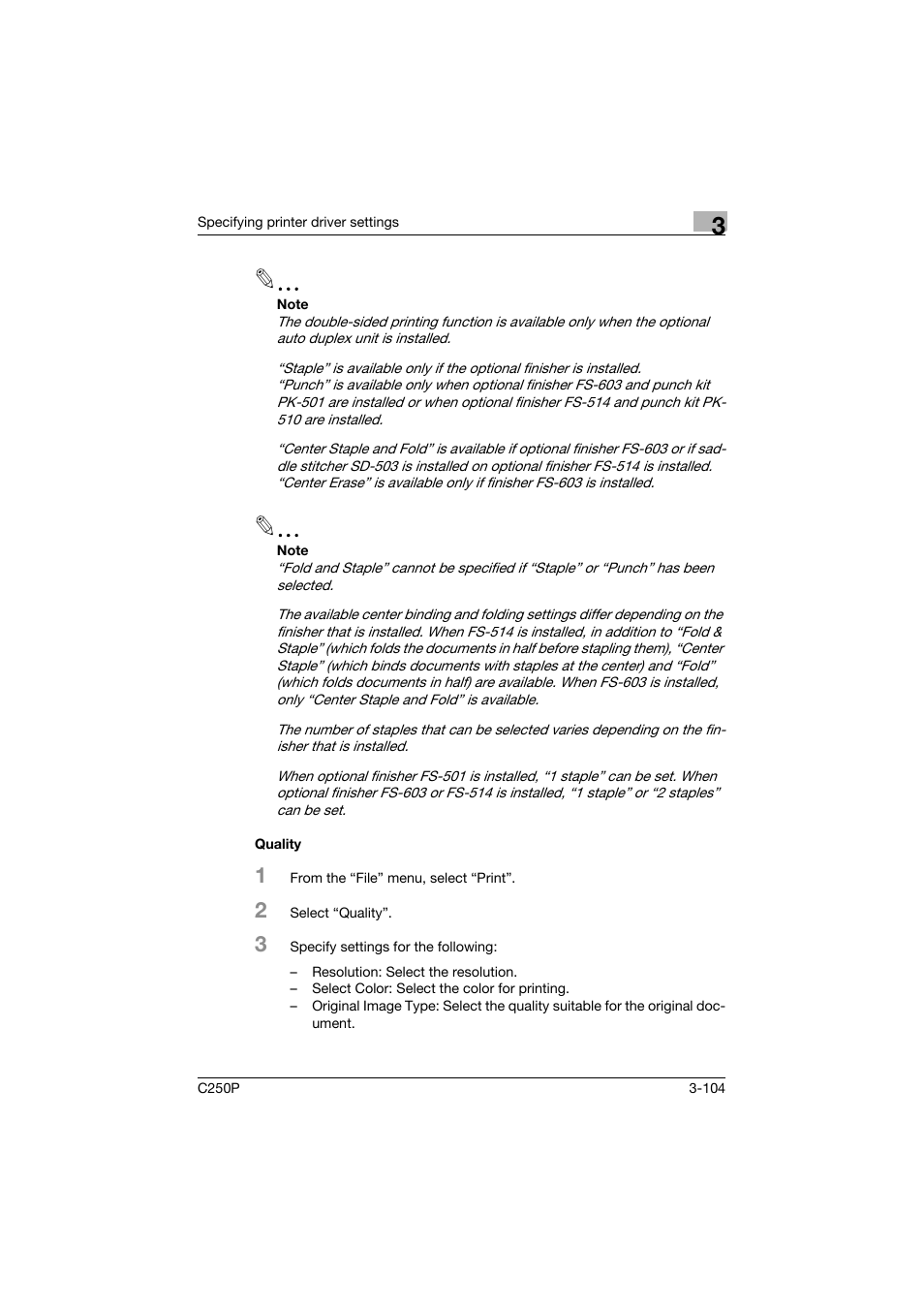 Quality, Quality -104 | Konica Minolta C250P User Manual | Page 237 / 498