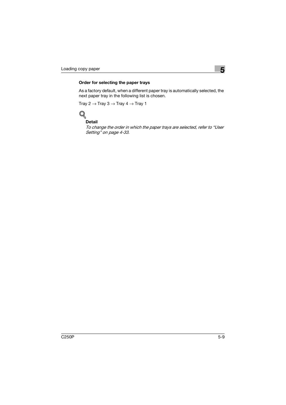 Order for selecting the paper trays, Order for selecting the paper trays -9 | Konica Minolta C250P User Manual | Page 304 / 498