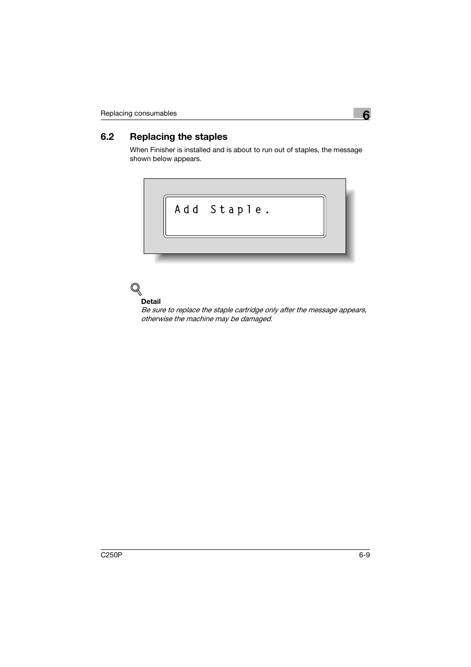 2 replacing the staples, Replacing the staples -9 | Konica Minolta C250P User Manual | Page 336 / 498