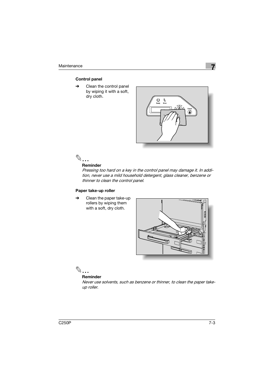 Control panel, Paper take-up roller, Control panel -3 paper take-up roller -3 | Konica Minolta C250P User Manual | Page 356 / 498