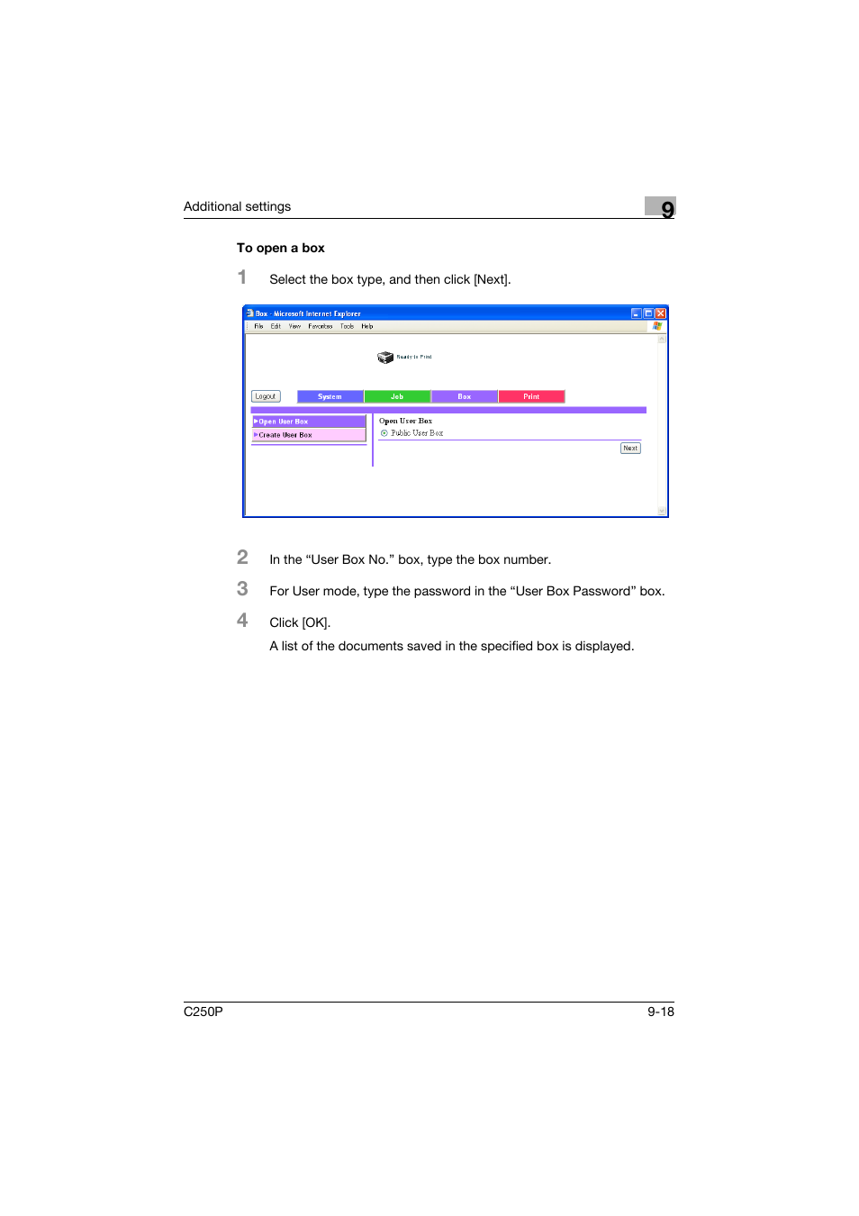 To open a box, To open a box -18 | Konica Minolta C250P User Manual | Page 451 / 498