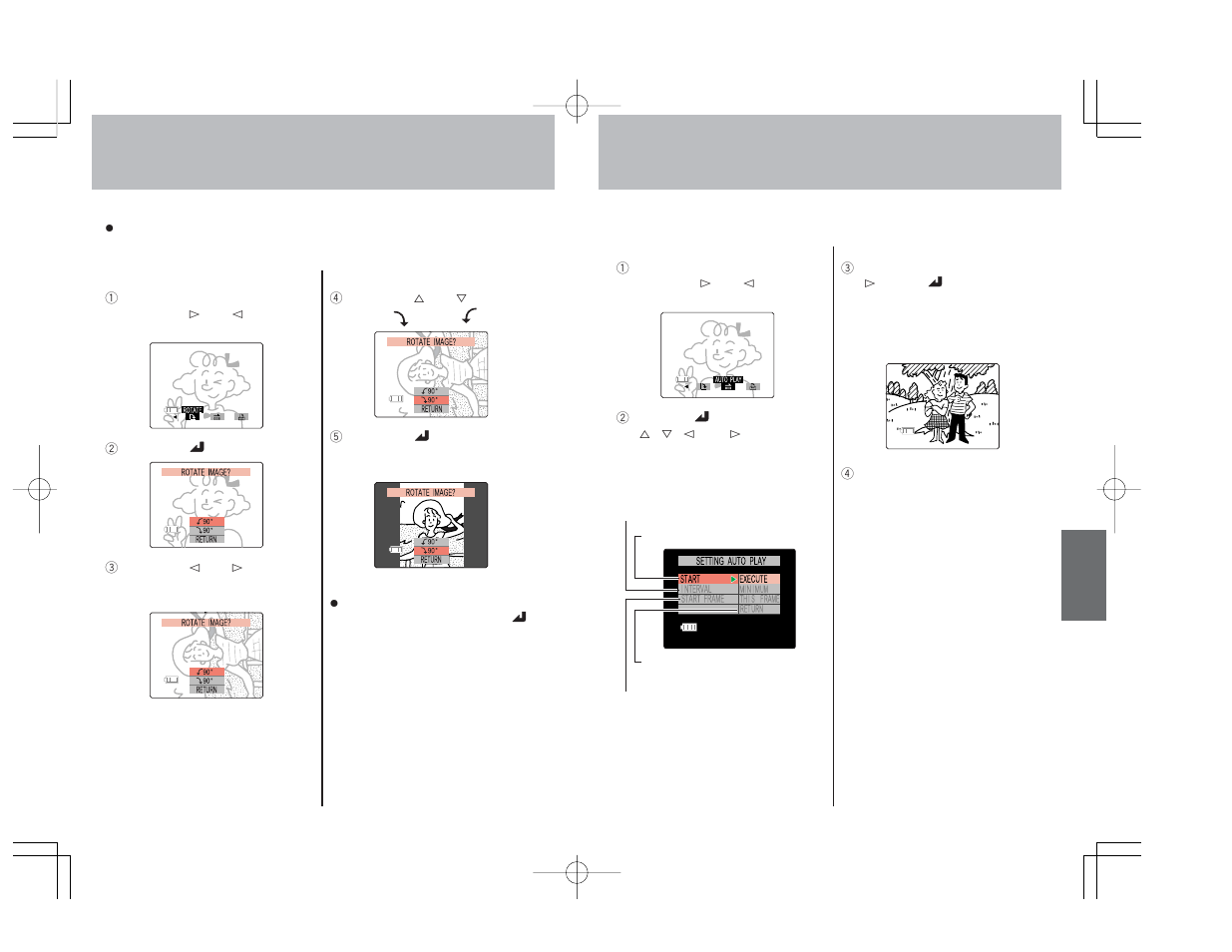 Automatic playback (slide show), Rotating images | Konica Minolta Konica Digital Revio KD-300Z User Manual | Page 30 / 50