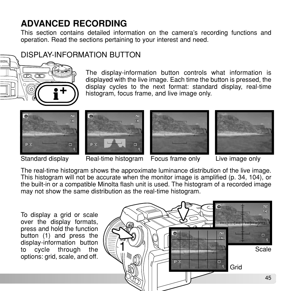 Advanced recording | Konica Minolta Dimage A1 User Manual | Page 45 / 49