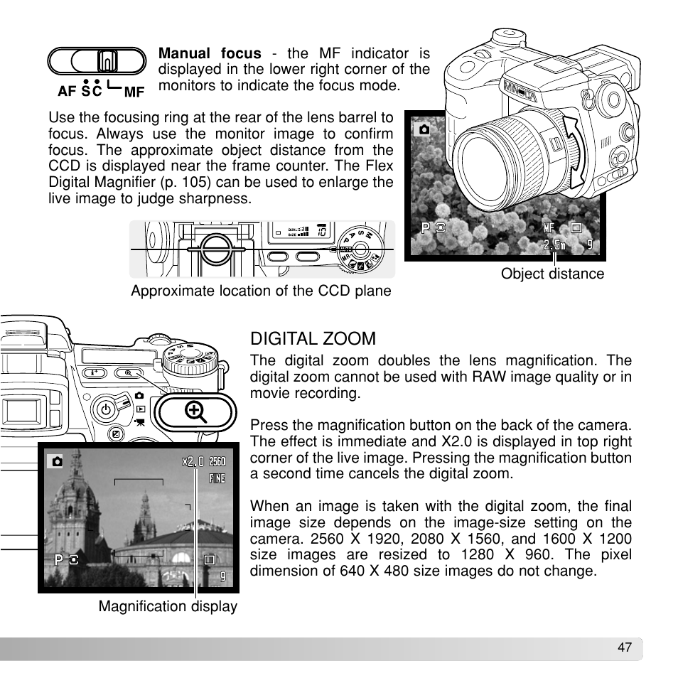 Digital zoom | Konica Minolta Dimage A1 User Manual | Page 47 / 49