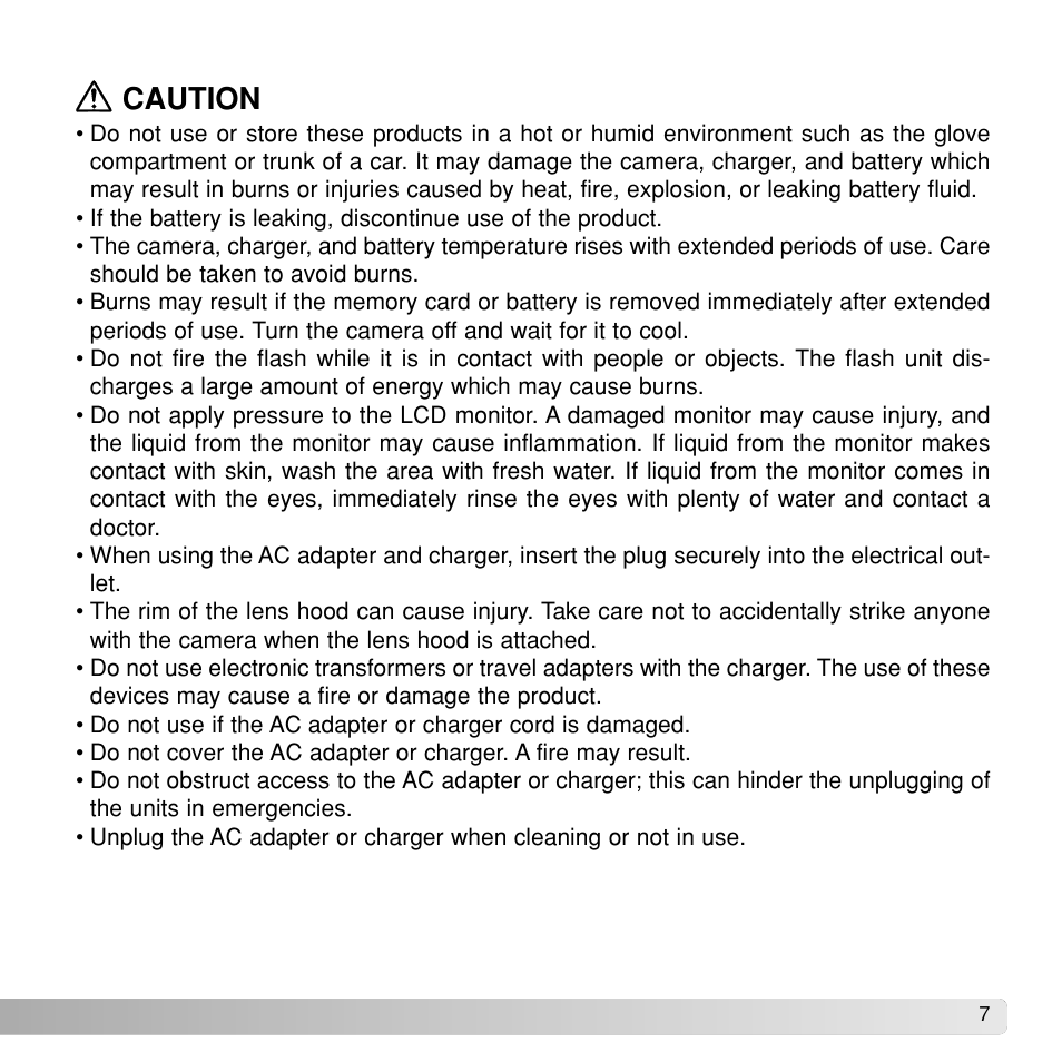 Caution | Konica Minolta Dimage A1 User Manual | Page 7 / 49