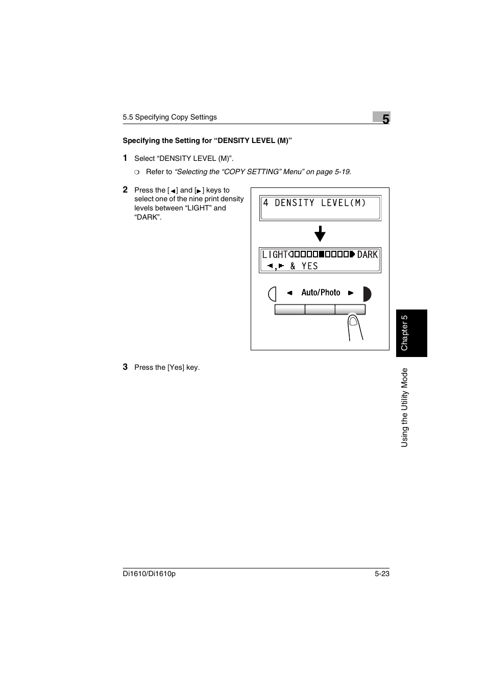 Specifying the setting for “density level (m), Specifying the setting for “density level (m)” -23 | Konica Minolta Di1610 User Manual | Page 100 / 148