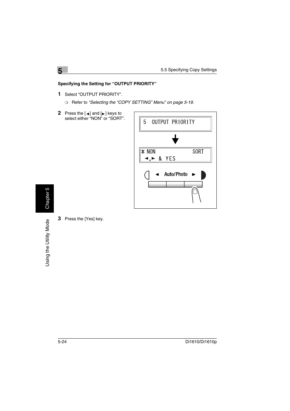 Specifying the setting for “output priority, Specifying the setting for “output priority” -24 | Konica Minolta Di1610 User Manual | Page 101 / 148