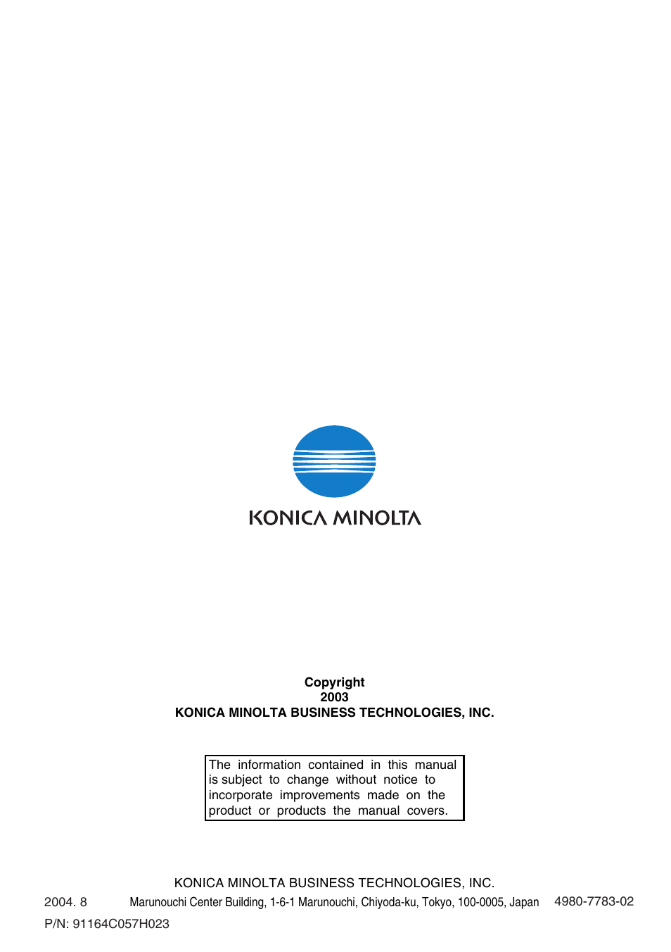 Konica Minolta Di1610 User Manual | Page 148 / 148