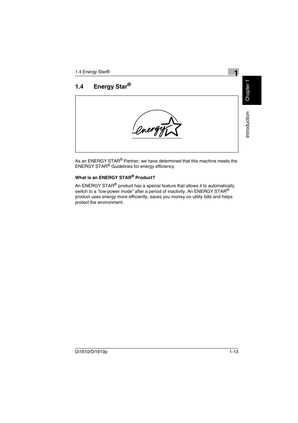 4 energy star, What is an energy star® product, Energy star | What is an energy star, Product? -13 | Konica Minolta Di1610 User Manual | Page 20 / 148
