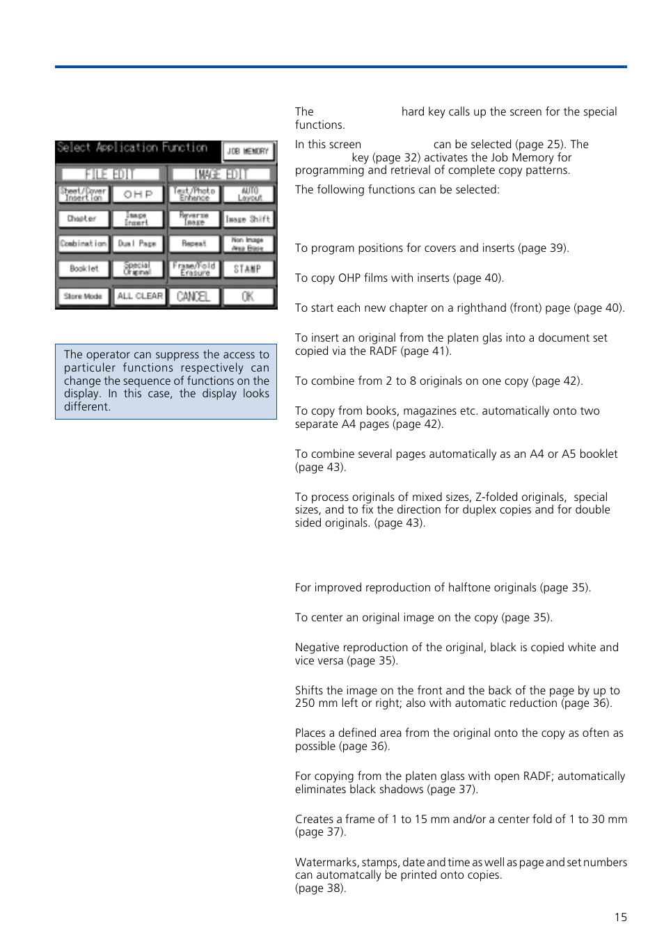 All functions at a glance, 2 the application selection screen | Konica Minolta 7020 User Manual | Page 15 / 58