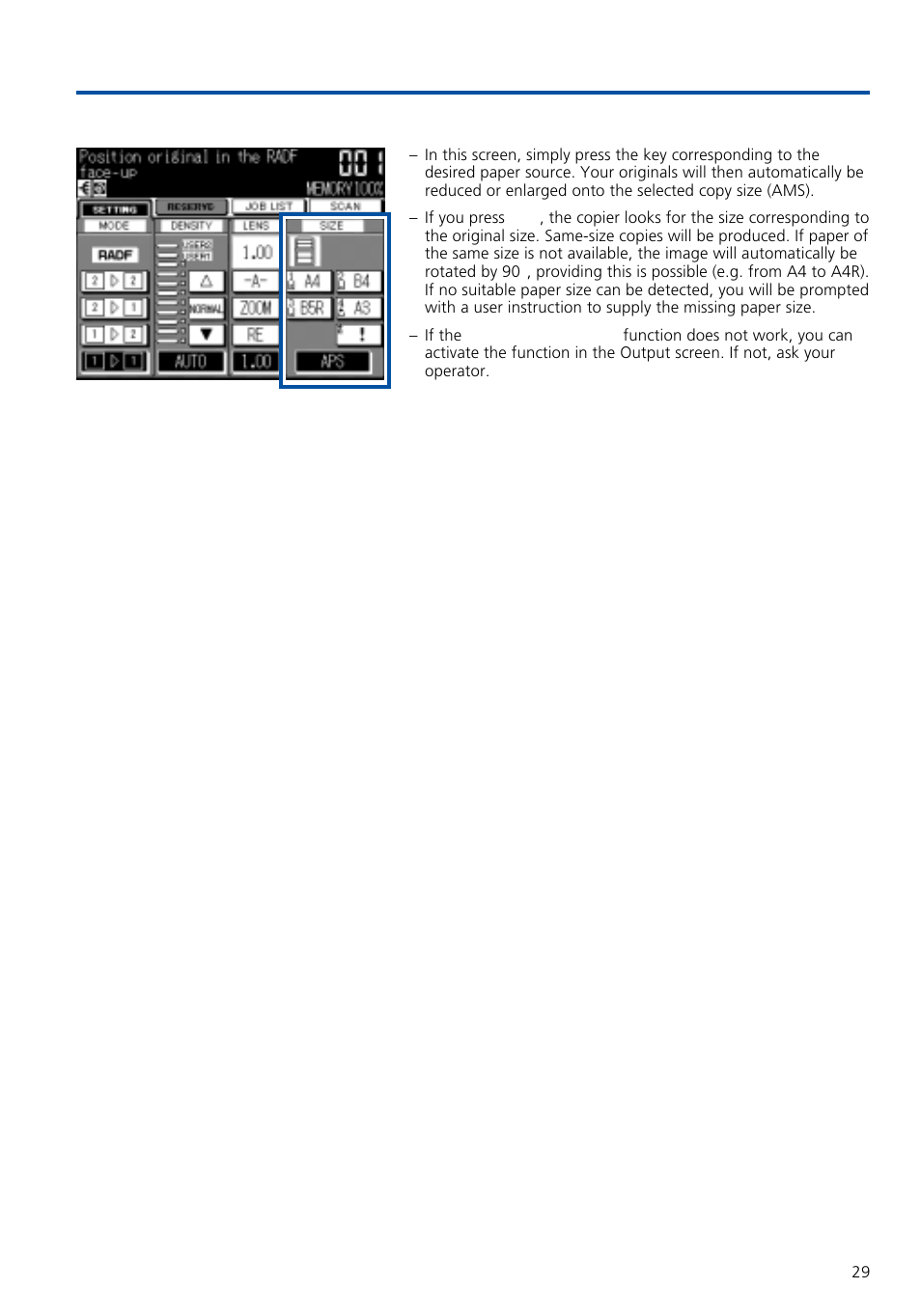 Simple copying, 4 paper size selection | Konica Minolta 7020 User Manual | Page 29 / 58