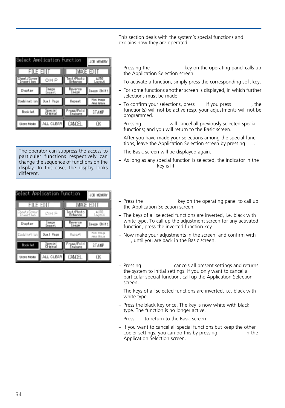 Special functions | Konica Minolta 7020 User Manual | Page 34 / 58