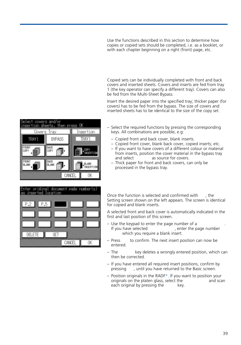 Special functions, 1 sheet / cover insertion, 2 file editing functions | Konica Minolta 7020 User Manual | Page 39 / 58