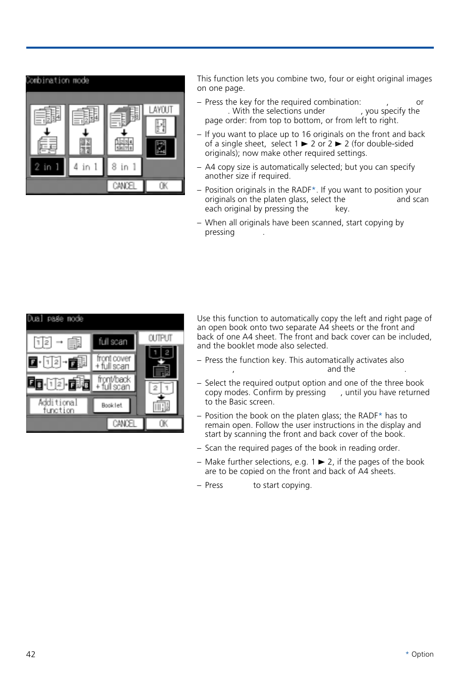 Special functions, 5 combination 9.2.6 dual page / book copy | Konica Minolta 7020 User Manual | Page 42 / 58