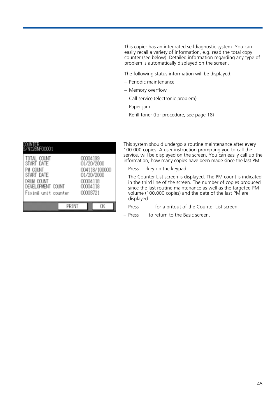 Troubleshooting | Konica Minolta 7020 User Manual | Page 45 / 58