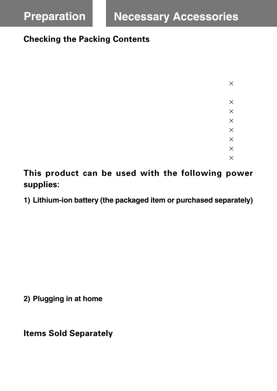 Preparation, Necessary accessories, Preparation necessary accessories | Konica Minolta Konica Digital Revio KD-400Z User Manual | Page 11 / 117